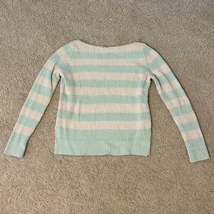 Light blue and white striped sweater